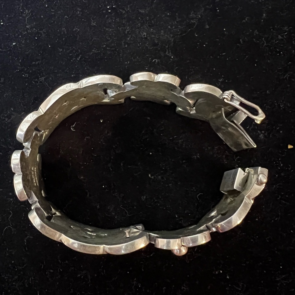 925 STERLING SILVER MEXICO SIGNED VINTAGE THICK CHUNKY HEAVY BRACELET - Picture 3 of 7